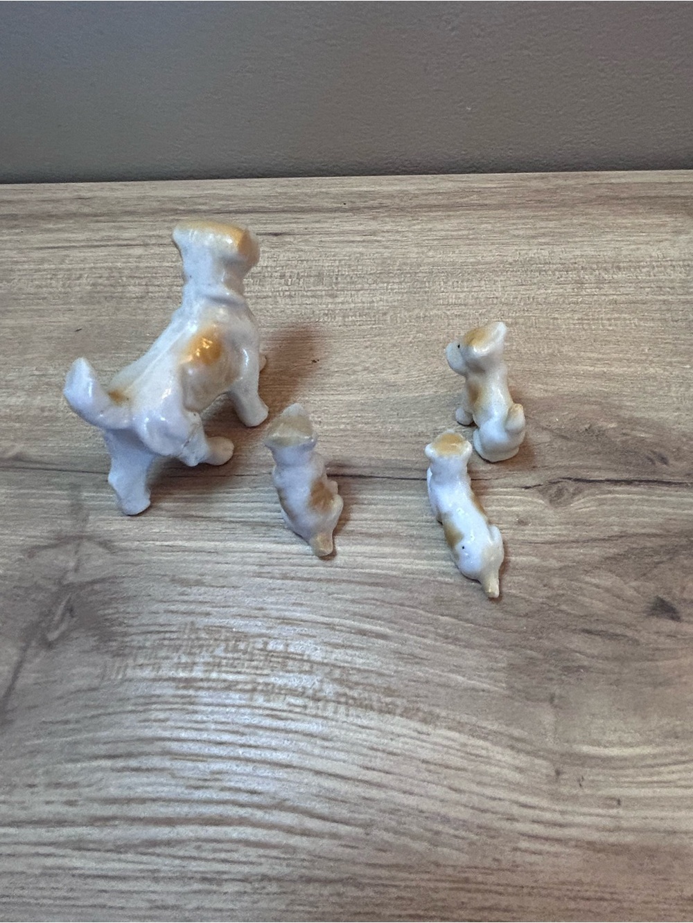 Vintage White and Tan Ceramic Dog Family Figurines - Picture 3 of 4